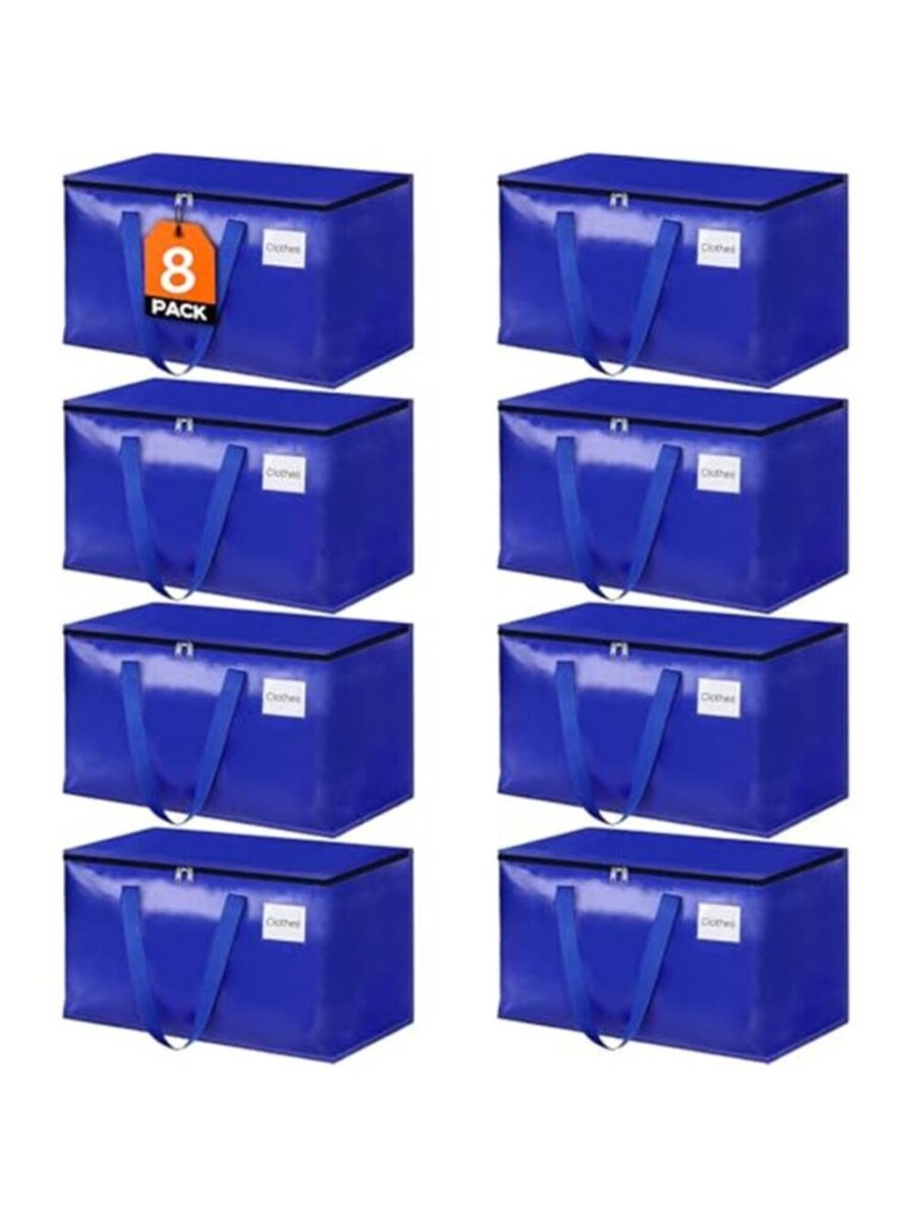 Moving Bags, 8-Pack Heavy Duty with Strong Zippers and Handles Collapsible